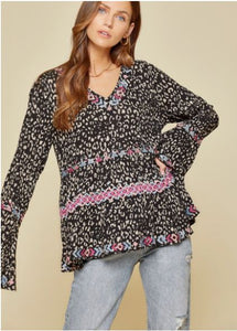 Jaysa Leopard Print Babydoll Top