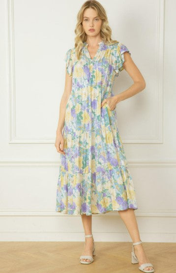 Mabel Flutter Sleeve Floral Dress