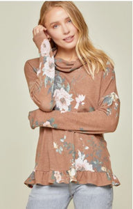 Sandrine Floral Cowlneck Top