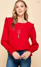 Load image into Gallery viewer, Farrah Top with Ruffled Shoulder