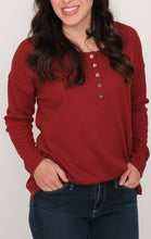 Load image into Gallery viewer, Sloane Ribbed Henley Long Sleeve Top