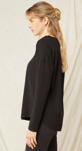 Sloane Ribbed Henley Long Sleeve Top
