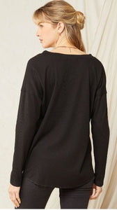 Sloane Ribbed Henley Long Sleeve Top