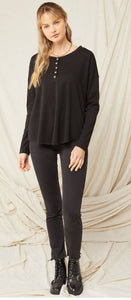 Sloane Ribbed Henley Long Sleeve Top