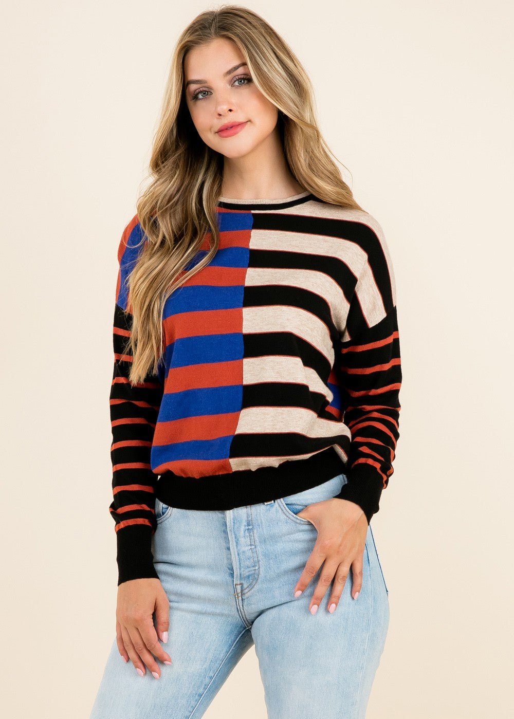 Karissa Color-Block Knit Sweater